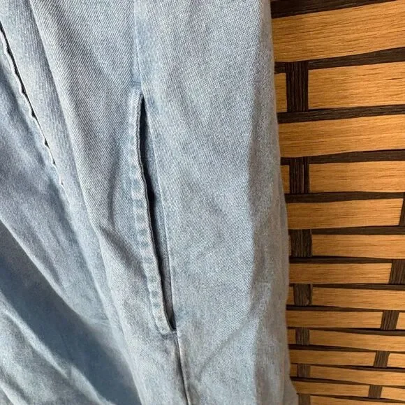 Bechamel Denim Zip Up Butterfly Embroidered Dress Size Medium Petite - Picture 6 of 9